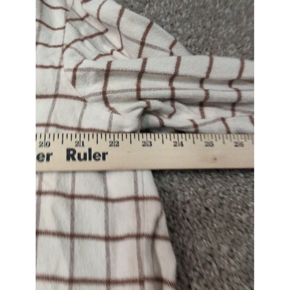 Frank & Eileen Joely Windowpane Plaid Button Up Shirt Cream Brown Womens Large - Picture 7 of 10